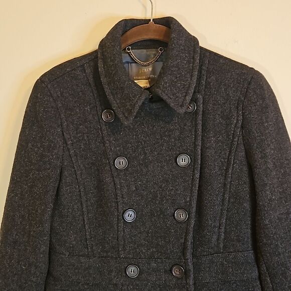 J Crew Stadium Cloth Nello Gori gray Pea coat size 2 - Picture 3 of 10